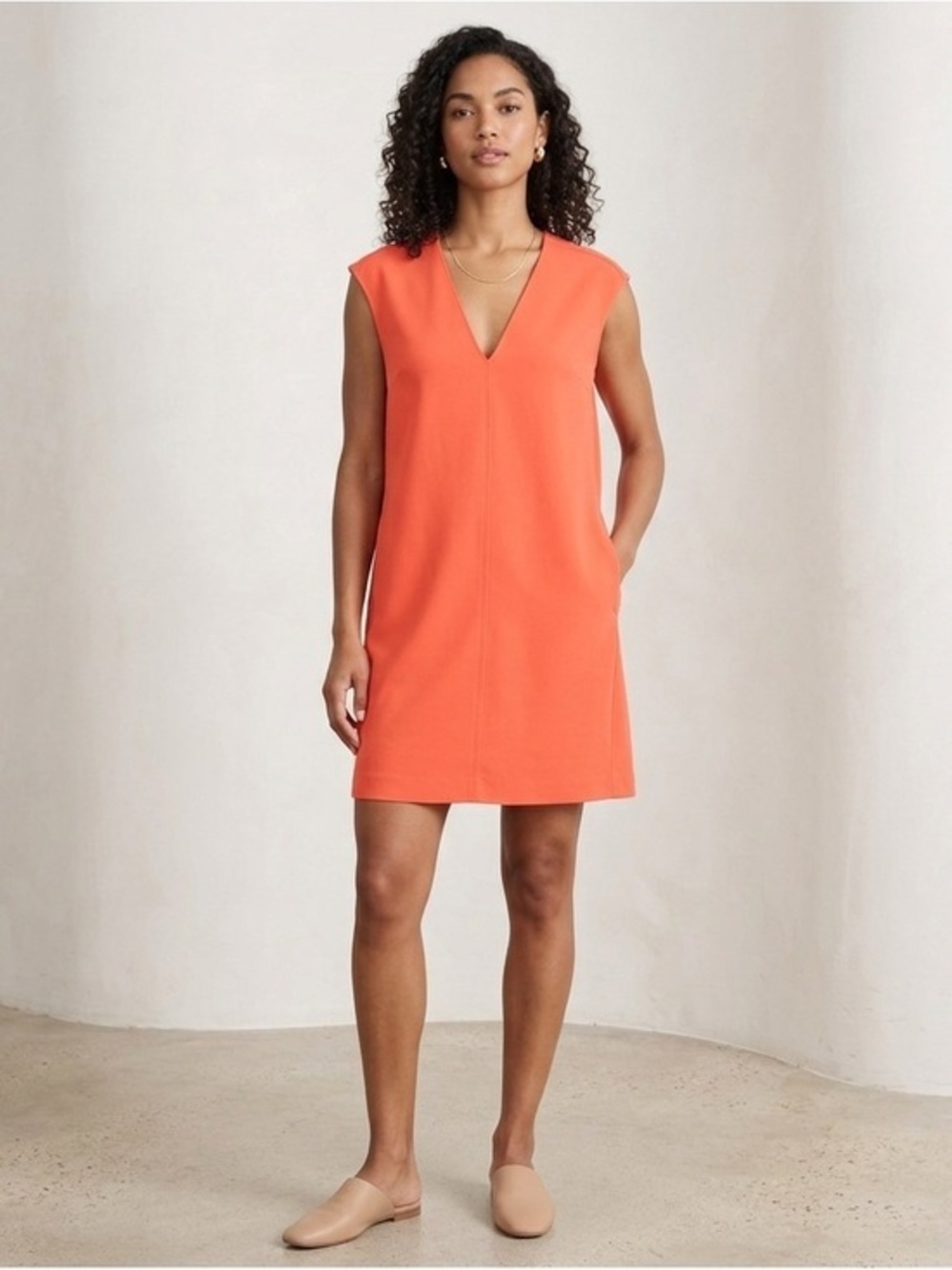 Rachel Rachel Roy Women's Small Orange Sleeveless V-Neck Shift Tunic Dress S